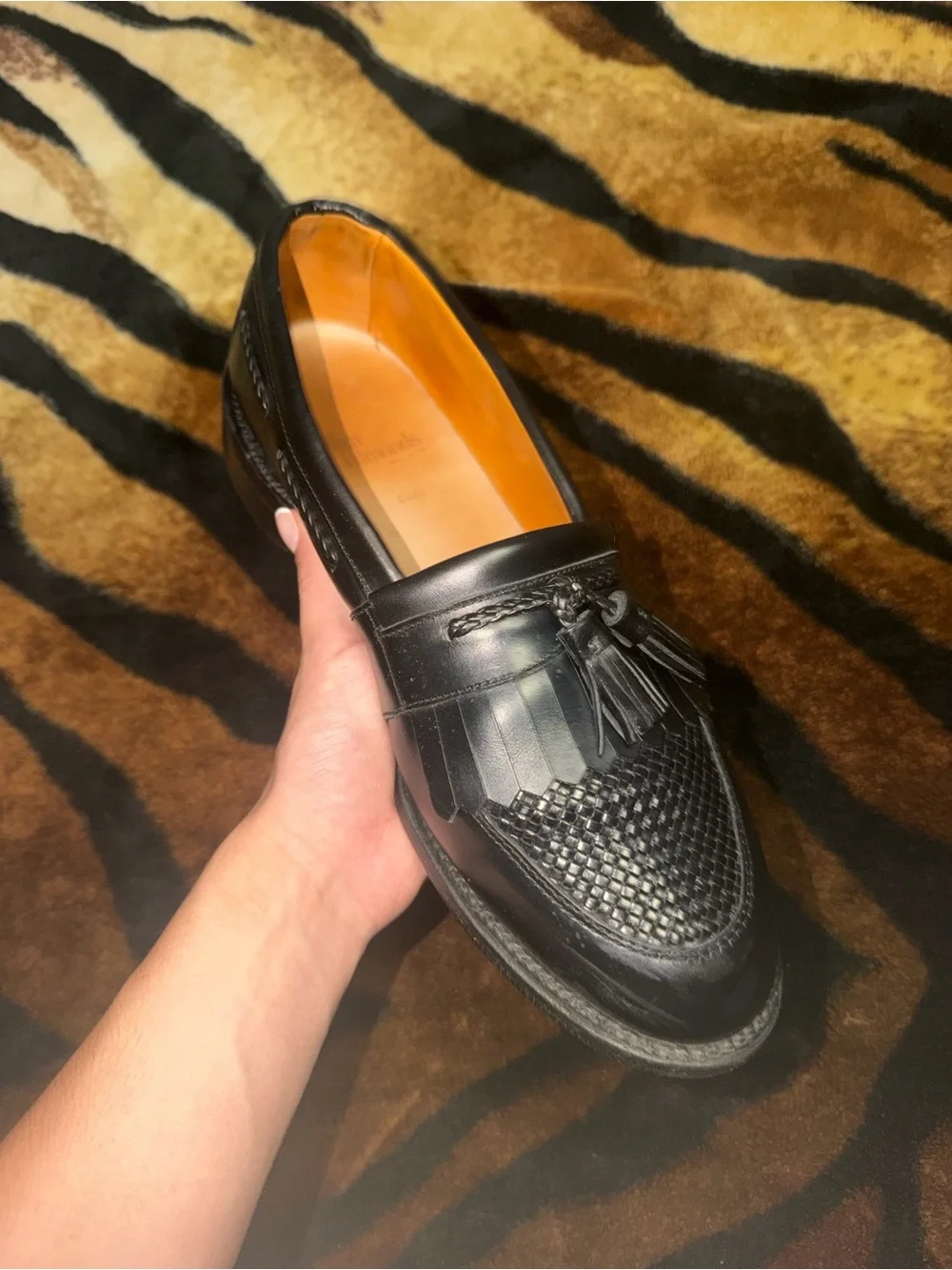 Two pairs of Allen Edmonds Leather Tassel Loafers Brown and Black